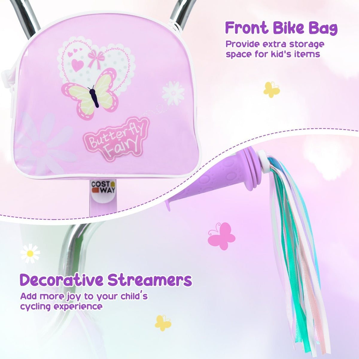 Girls Bike 18 Inch with Training Wheels and Front BagKids BikeTorqelo.com