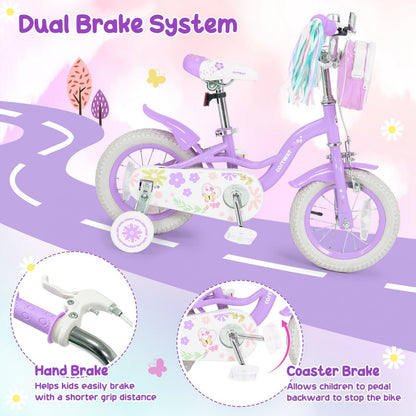 Girls Bike 18 Inch with Training Wheels and Front BagKids BikeTorqelo.com