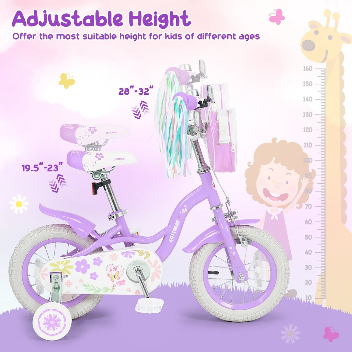 Girls Bike 18 Inch with Training Wheels and Front BagKids BikeTorqelo.com