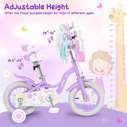 Girls Bike 18 Inch with Training Wheels and Front BagKids BikeTorqelo.com