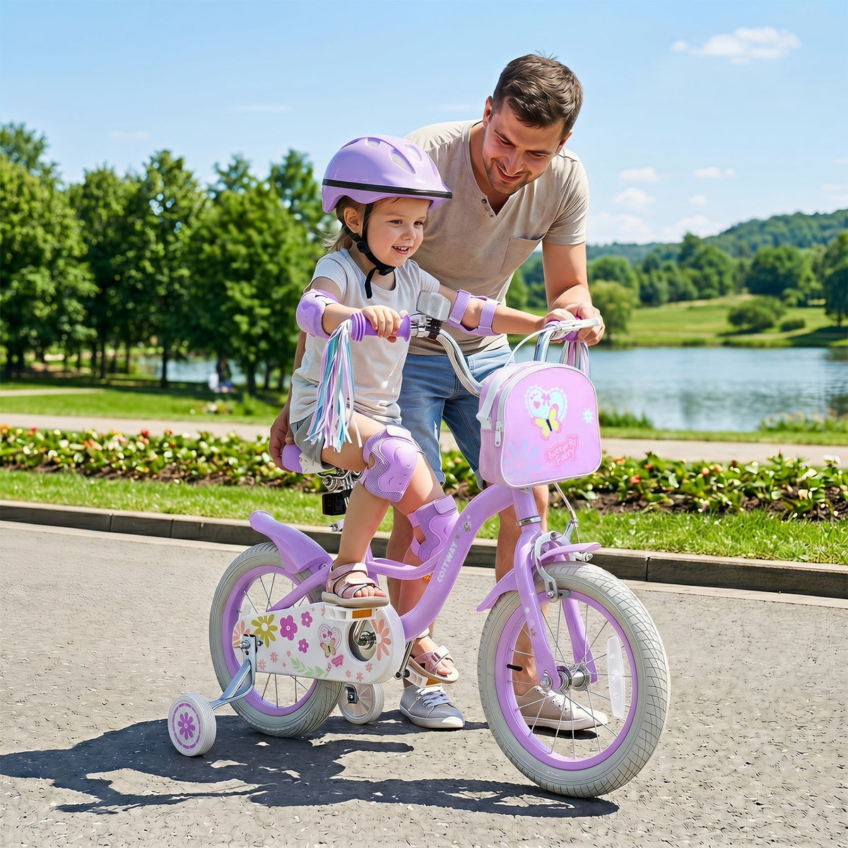 Girls Bike 18 Inch with Training Wheels and Front BagKids BikeTorqelo.com