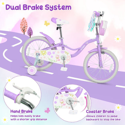 Girls Bike 18 Inch with Training Wheels and Front BagKids BikeTorqelo.com