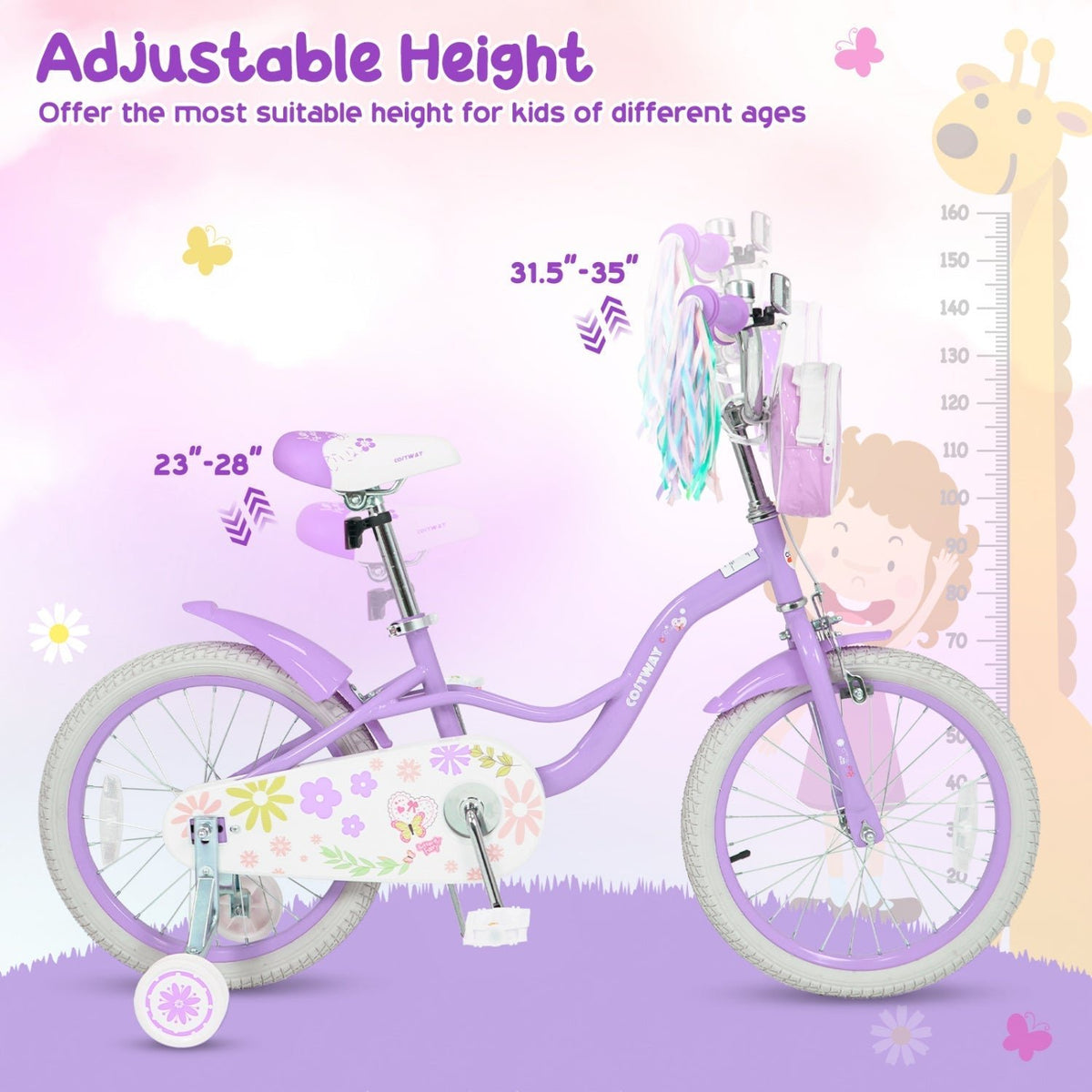 Girls Bike 18 Inch with Training Wheels and Front BagKids BikeTorqelo.com