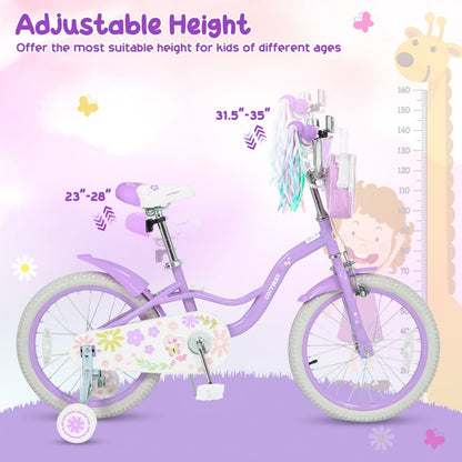 Girls Bike 18 Inch with Training Wheels and Front BagKids BikeTorqelo.com