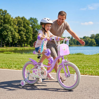 Girls Bike 18 Inch with Training Wheels and Front BagKids BikeTorqelo.com