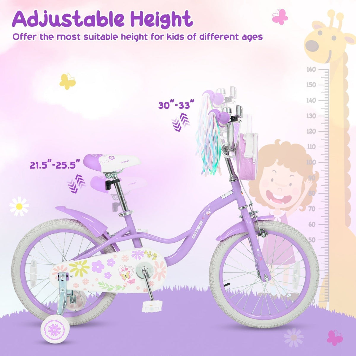 Girls Bike 18 Inch with Training Wheels and Front BagKids BikeTorqelo.com
