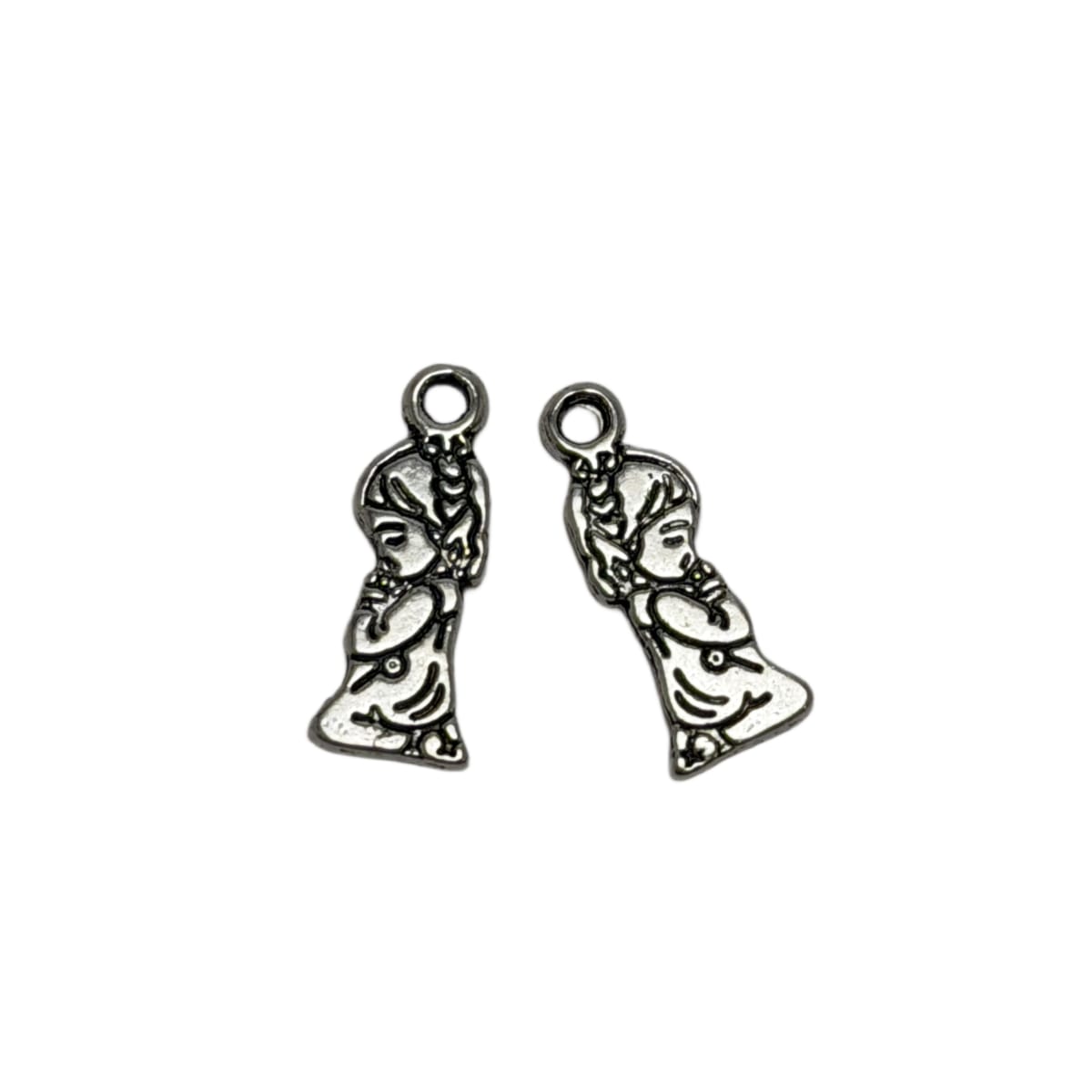 Silver Plated Praying Girl Charm 18mm - Double Sided Zinc Base Metal by Continental Bead Suppliers