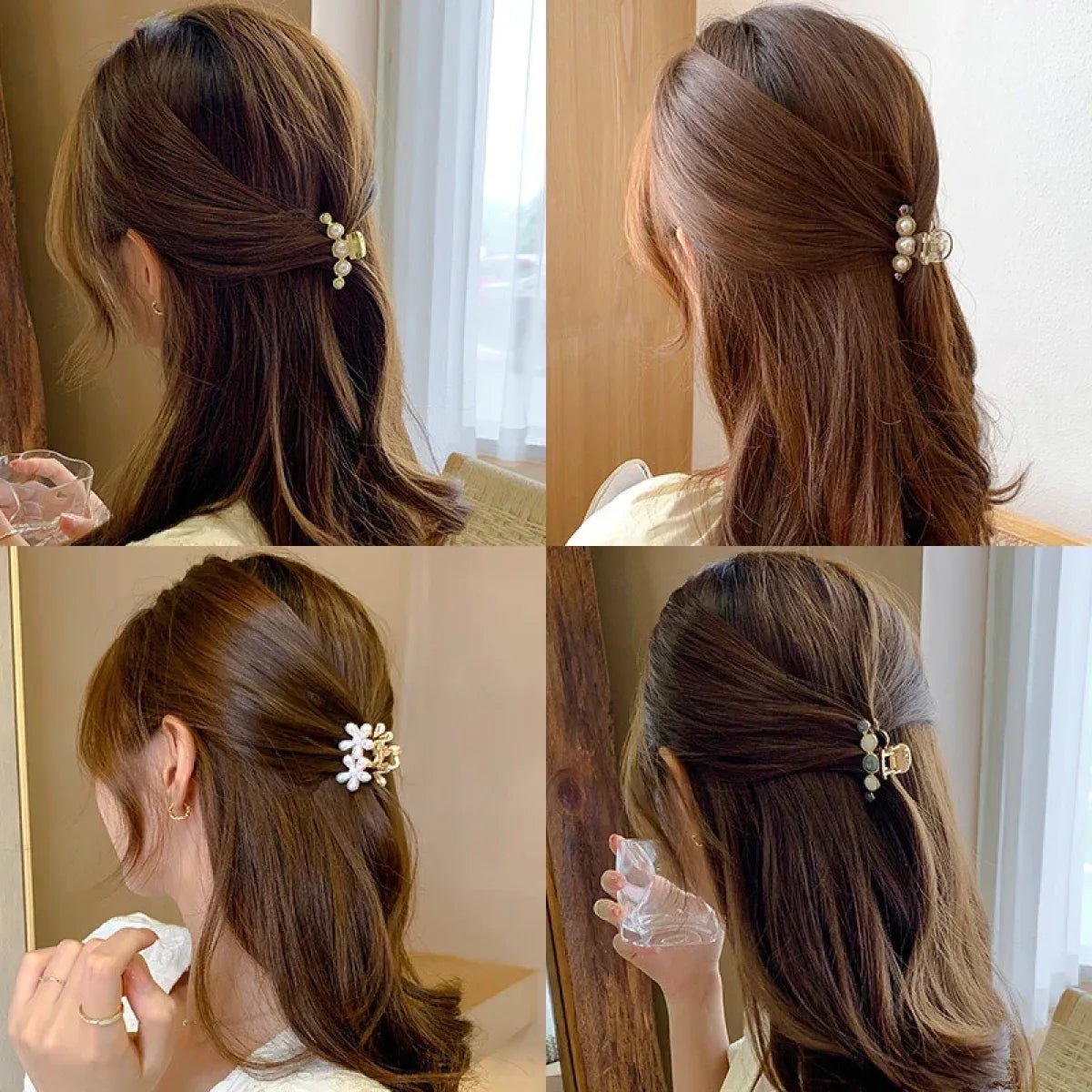 Gold Pearl Rhinestone Mini Hair ClipHair AccessoriesTorqelo.com