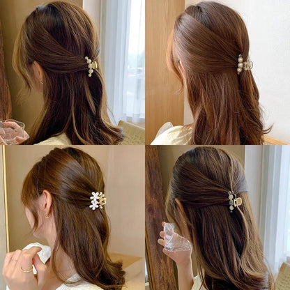 Gold Pearl Rhinestone Mini Hair ClipHair AccessoriesTorqelo.com