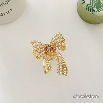 Gold Pearl Rhinestone Mini Hair ClipHair AccessoriesTorqelo.com