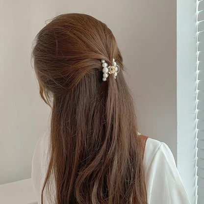 Gold Pearl Rhinestone Mini Hair ClipHair AccessoriesTorqelo.com