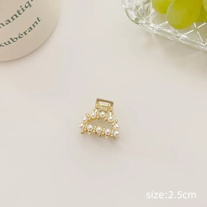 Gold Pearl Rhinestone Mini Hair ClipHair AccessoriesTorqelo.com
