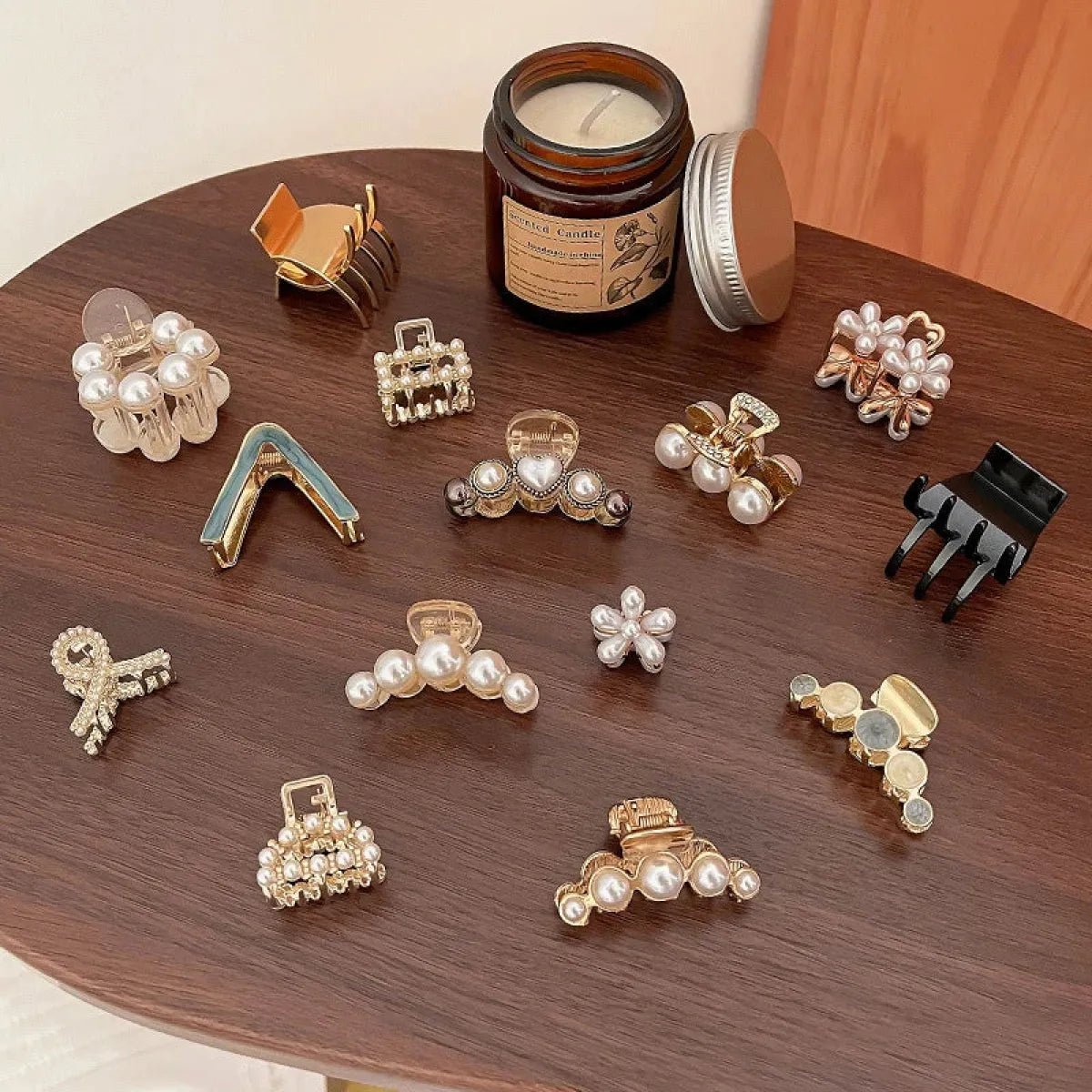 Gold Pearl Rhinestone Mini Hair ClipHair AccessoriesTorqelo.com