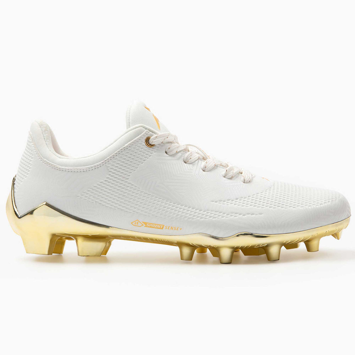 Gold Rush White & Gold Cleats — Quantum Carbon by Phenom EliteCleatsTorqelo.com