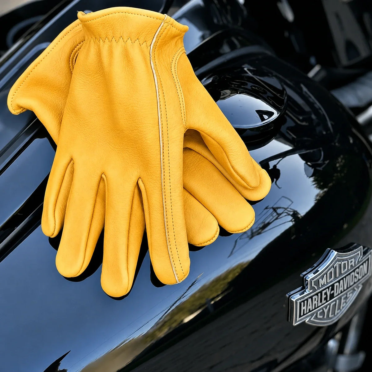Gold Short Wrist Deerskin Gloves by Legendary USA
