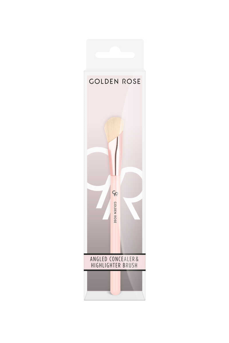 Golden Rose Angled Concealer & Highlighter Brush for Flawless Blending by Beauty Care Bag