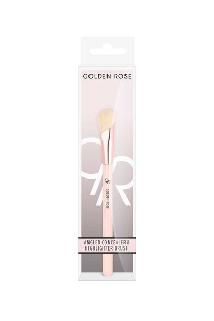 Golden Rose Angled Concealer & Highlighter Brush for Flawless Blending by Beauty Care Bag