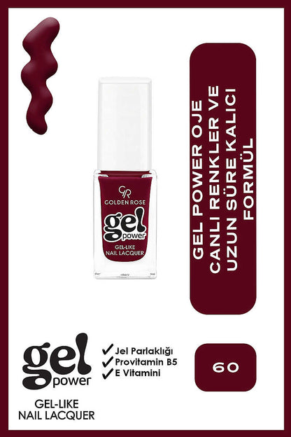 Golden Rose Gel Power Gel-Like Nail Color No:60 10.2ml by Beauty Care Bag