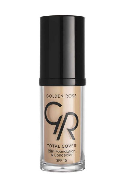 Golden Rose Total Cover 2in1 Foundation & Concealer 02 Ivory 30ml by Beauty Care Bag