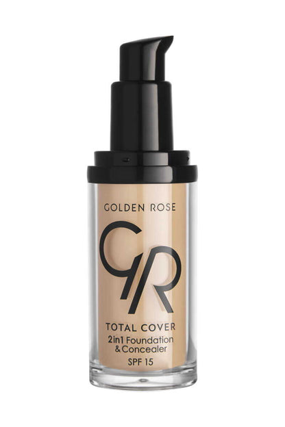 Golden Rose Total Cover 2in1 Foundation & Concealer 02 Ivory 30ml by Beauty Care Bag