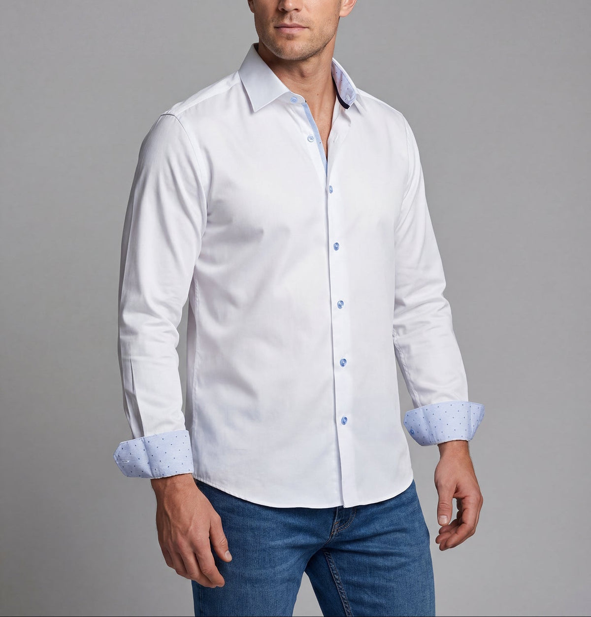Gordon Button-Up Shirt With Contrast Details // White // Contemporary Fit (Regular)Shirts & TopsTorqelo.com