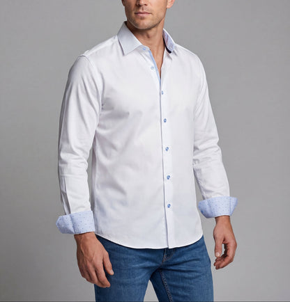 Gordon Button-Up Shirt With Contrast Details // White // Contemporary Fit (Regular)Shirts & TopsTorqelo.com