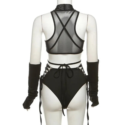 Gothic Techwear Hollow-Out BodysuitBodysuitsTorqelo.com