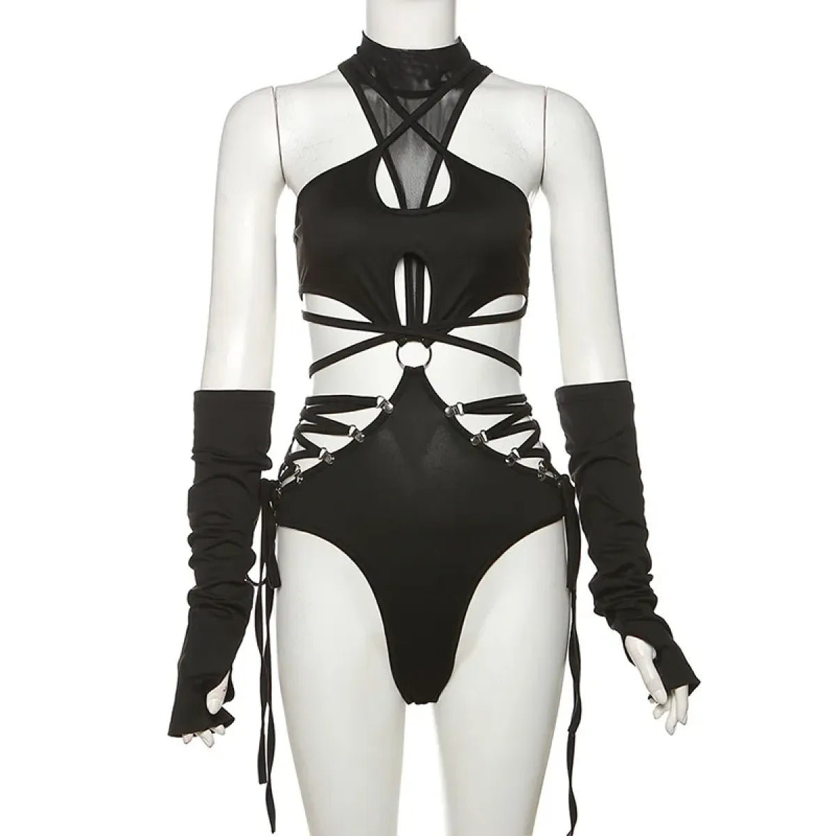 Gothic Techwear Hollow-Out BodysuitBodysuitsTorqelo.com