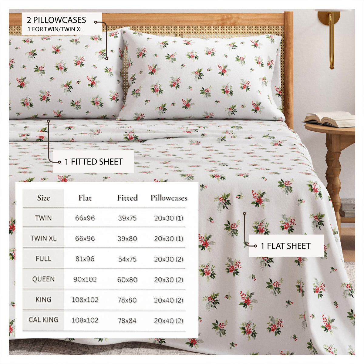 Turkish Cotton Flannel Sheet Set - Elevated Holiday Collection by Great Bay Home