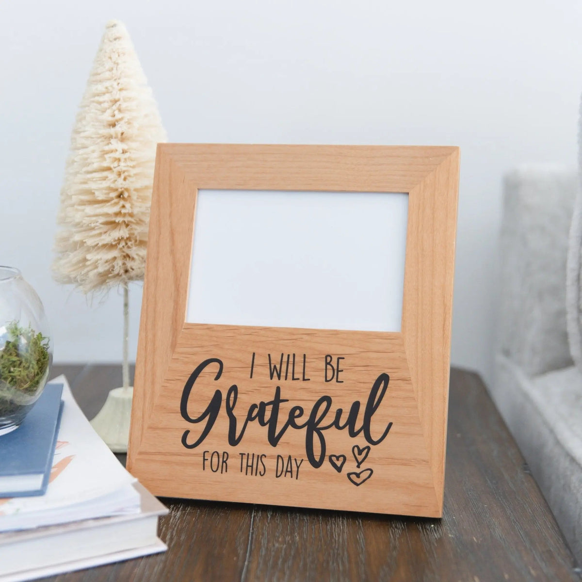 Grateful wood photo frame, 4x6 Photo Frame for Desk, Office Decor Gift for Her, coworker gift, special occasion memento by Joyful Moose