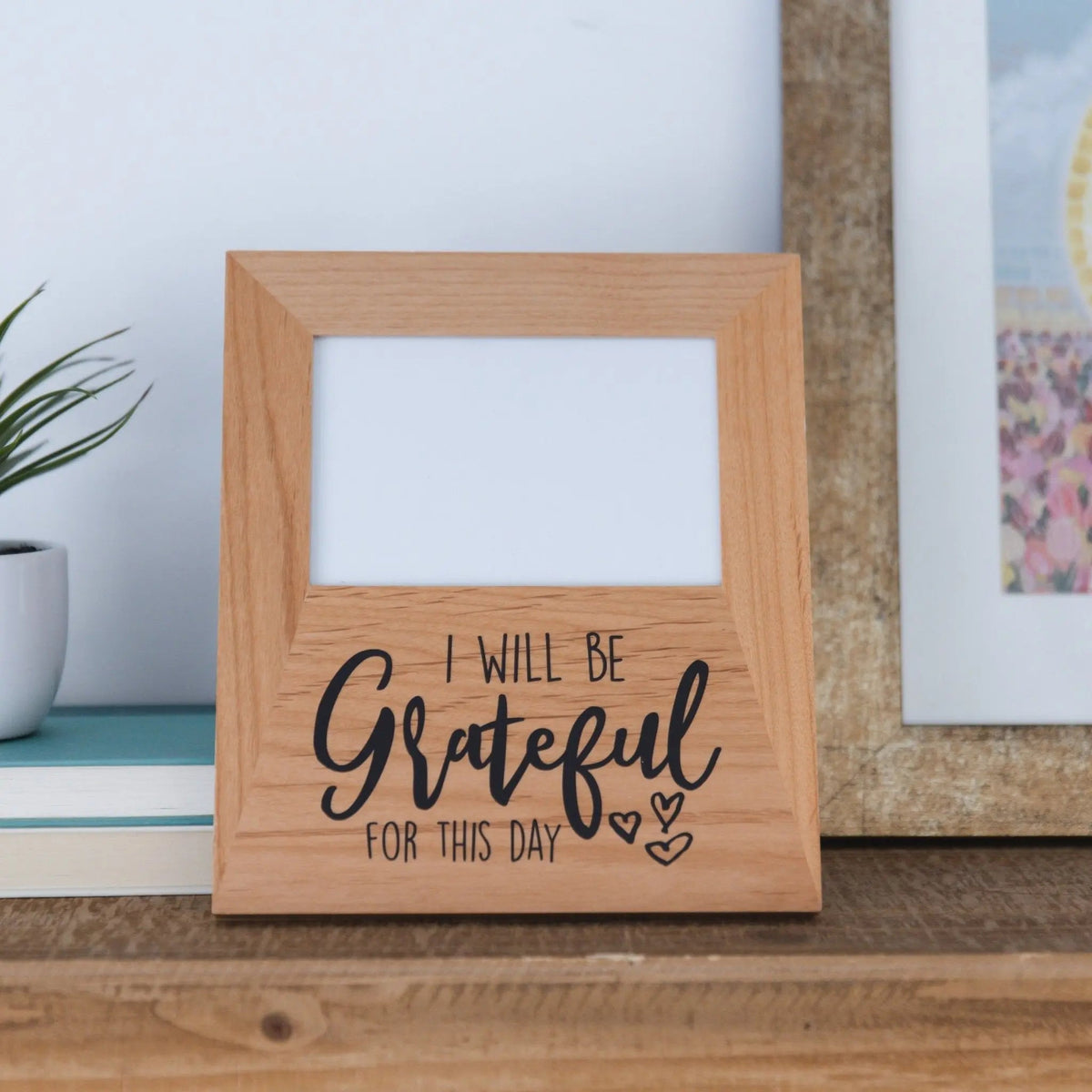 Grateful wood photo frame, 4x6 Photo Frame for Desk, Office Decor Gift for Her, coworker gift, special occasion memento by Joyful Moose