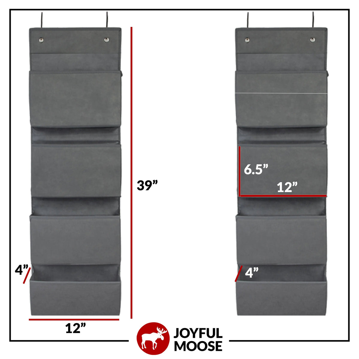 Over the Door Hanging Organizer Closet Storage Bins Grey by Joyful Moose