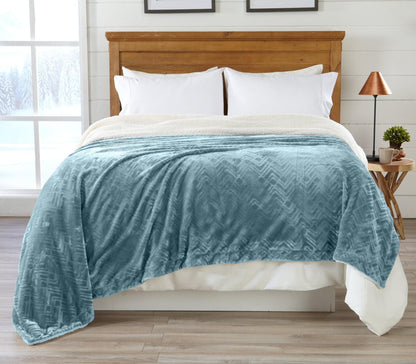 Velvet Plush Sherpa Luxury Bed Blanket - Cielo Collection by Great Bay Home