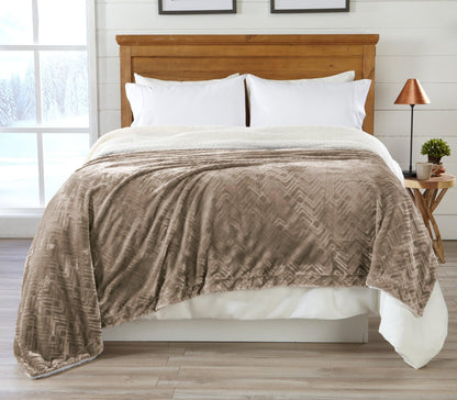 Velvet Plush Sherpa Luxury Bed Blanket - Cielo Collection by Great Bay Home