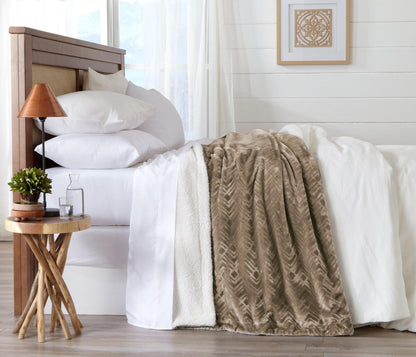 Velvet Plush Sherpa Luxury Bed Blanket - Cielo Collection by Great Bay Home