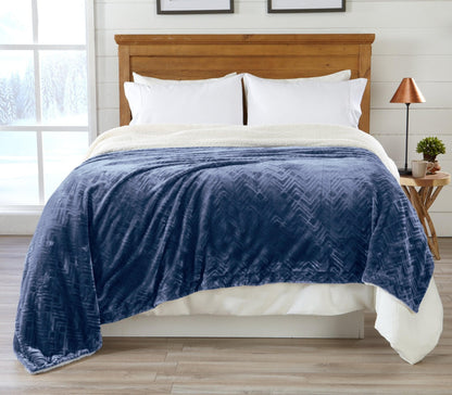 Velvet Plush Sherpa Luxury Bed Blanket - Cielo Collection by Great Bay Home