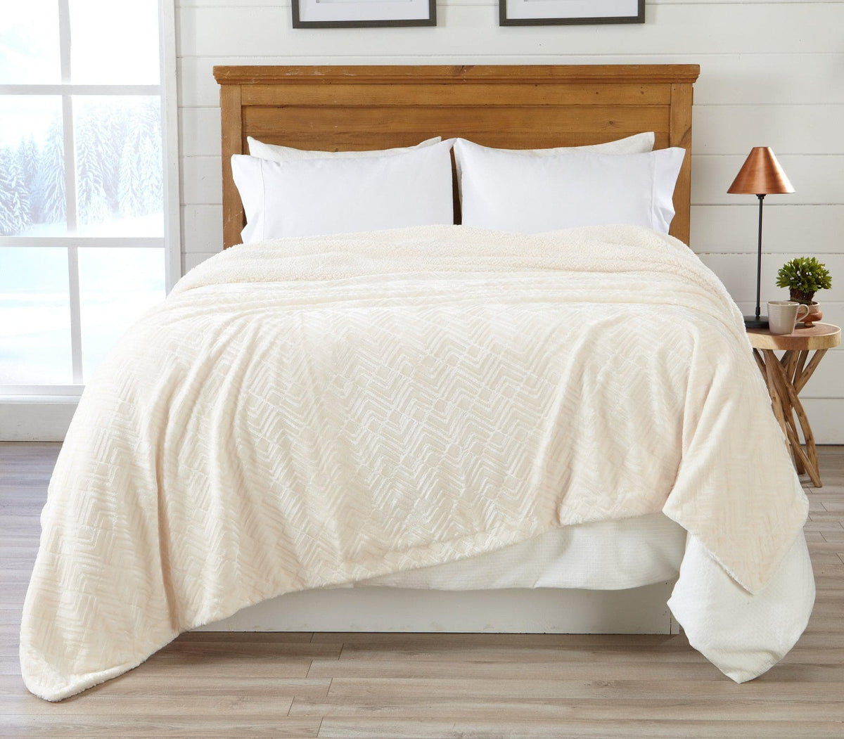 Velvet Plush Sherpa Luxury Bed Blanket - Cielo Collection by Great Bay Home
