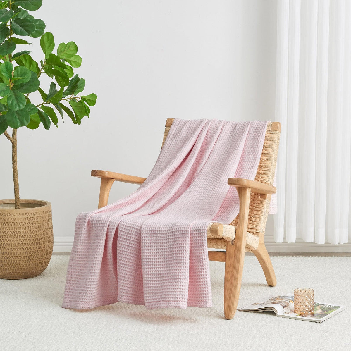 Great Bay Home Mikala cotton waffle weave blanket, view 3