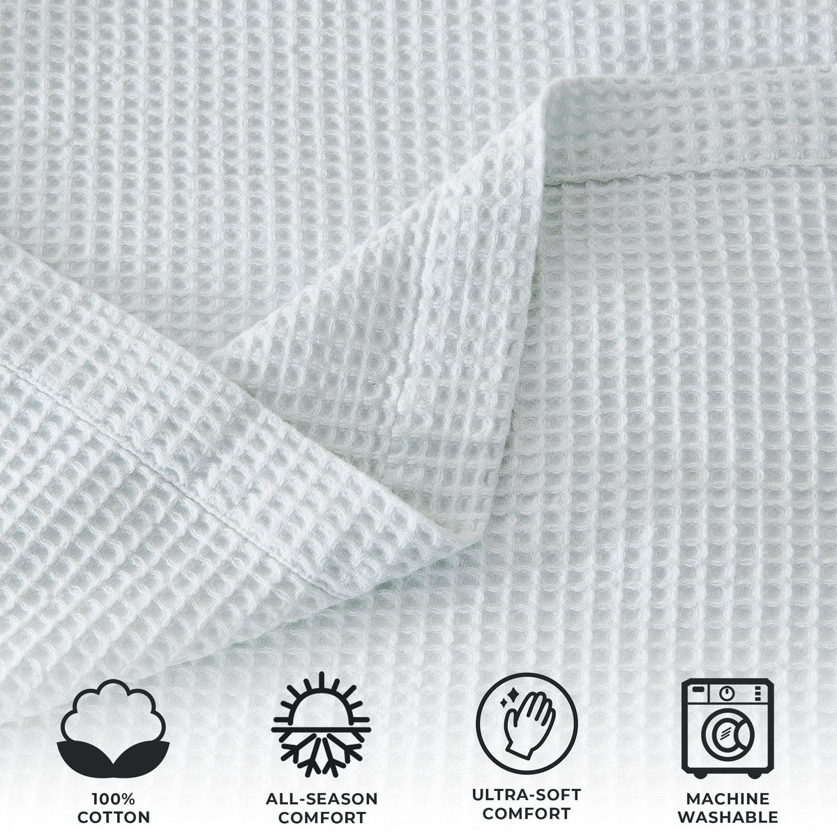 100% Cotton Waffle Weave Blanket - Mikala Collection by Great Bay Home