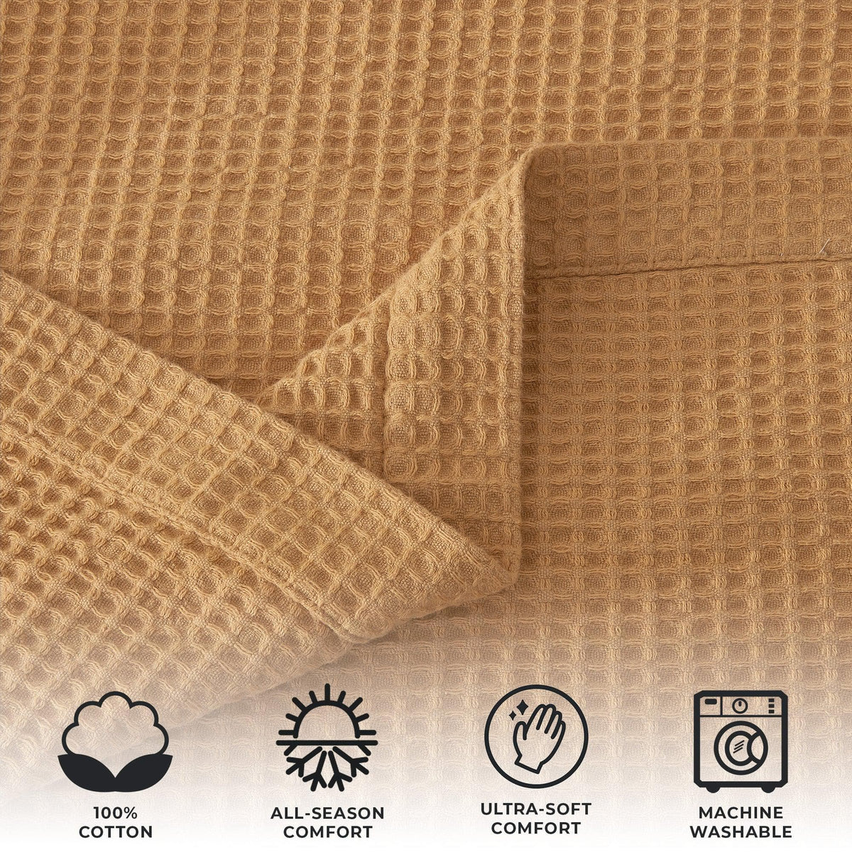 100% Cotton Waffle Weave Blanket - Mikala Collection by Great Bay Home