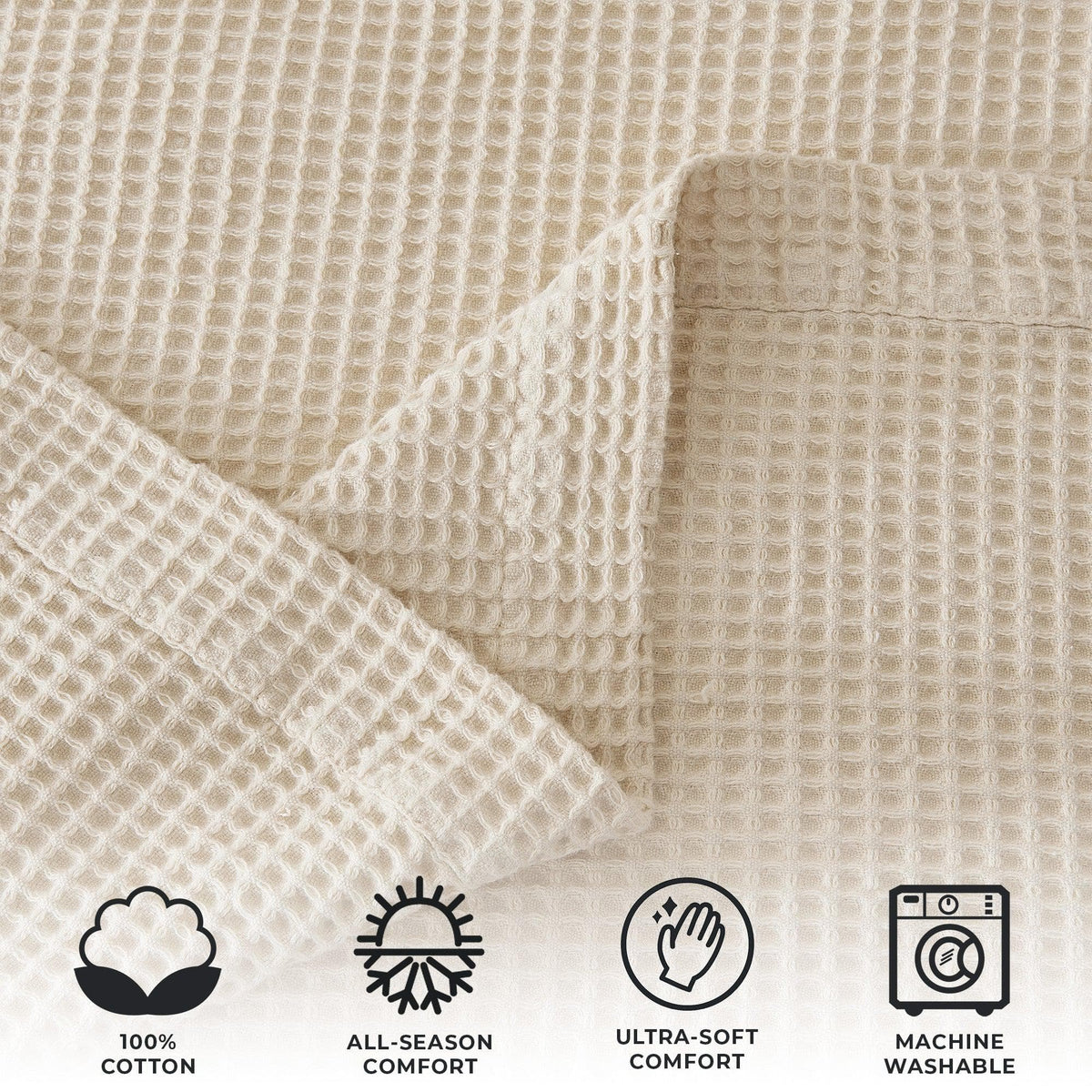 100% Cotton Waffle Weave Blanket - Mikala Collection by Great Bay Home
