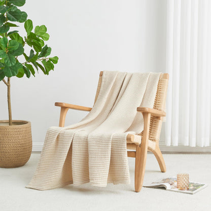 100% Cotton Waffle Weave Blanket - Mikala Collection by Great Bay Home