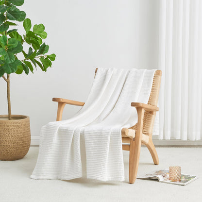 100% Cotton Waffle Weave Blanket - Mikala Collection by Great Bay Home