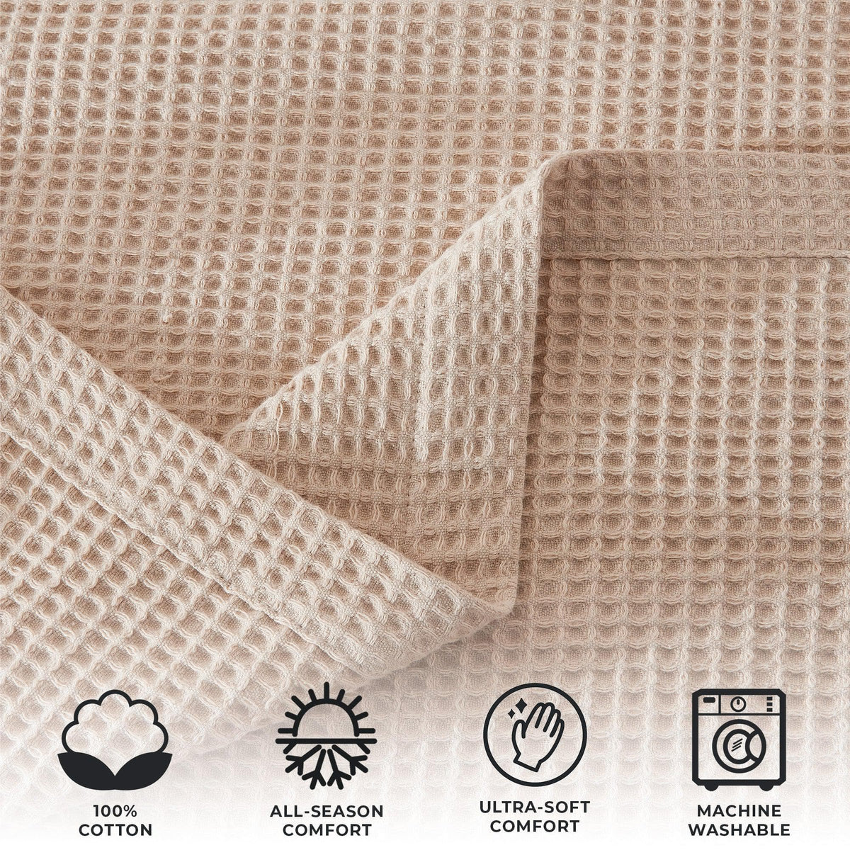 100% Cotton Waffle Weave Blanket - Mikala Collection by Great Bay Home