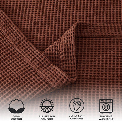 100% Cotton Waffle Weave Blanket - Mikala Collection by Great Bay Home