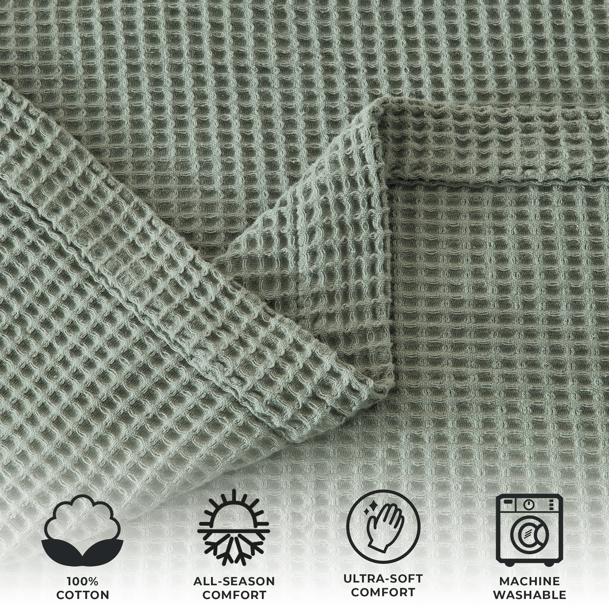 100% Cotton Waffle Weave Blanket - Mikala Collection by Great Bay Home