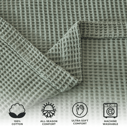 100% Cotton Waffle Weave Blanket - Mikala Collection by Great Bay Home