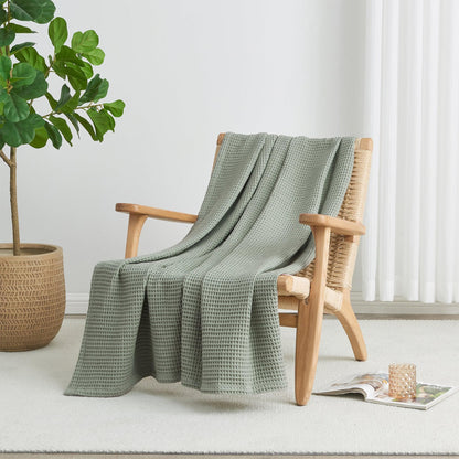 100% Cotton Waffle Weave Blanket - Mikala Collection by Great Bay Home