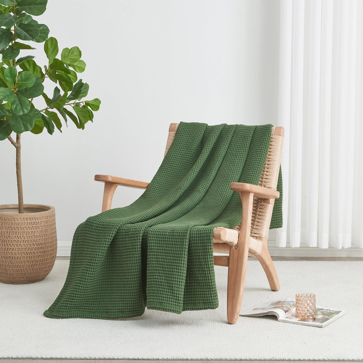 100% Cotton Waffle Weave Blanket - Mikala Collection by Great Bay Home
