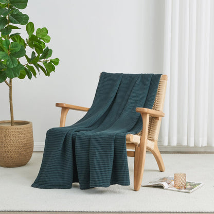 100% Cotton Waffle Weave Blanket - Mikala Collection by Great Bay Home